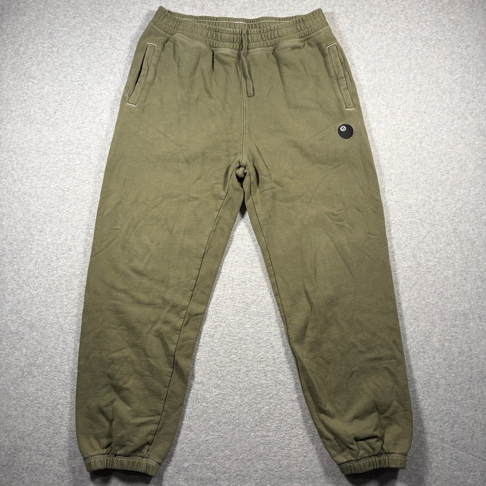Stussy 8 Ball Sweatpants Mens Medium Olive Green Fleece Joggers Embroidered